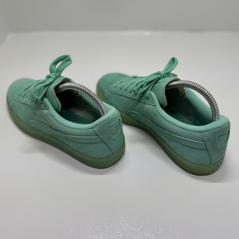 Puma Suede Classic Mint Green Iced Sole Sneakers Size US 6.5C Translucent Sole - Picture 5 of 13